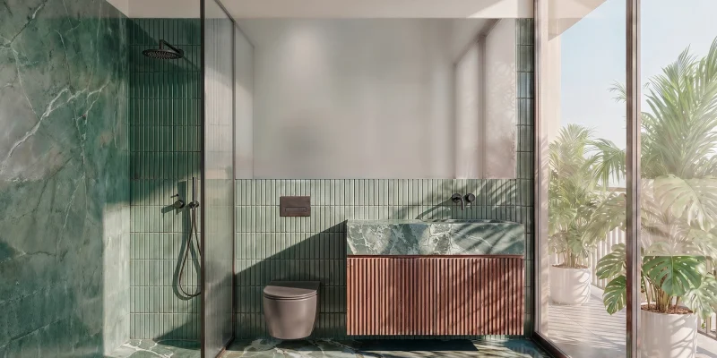 The double-height branded lobby at Richmond Residences