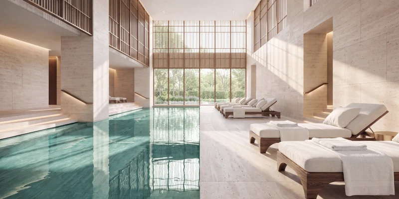 The residents' pool level at Richmond Residences overlooking the bay