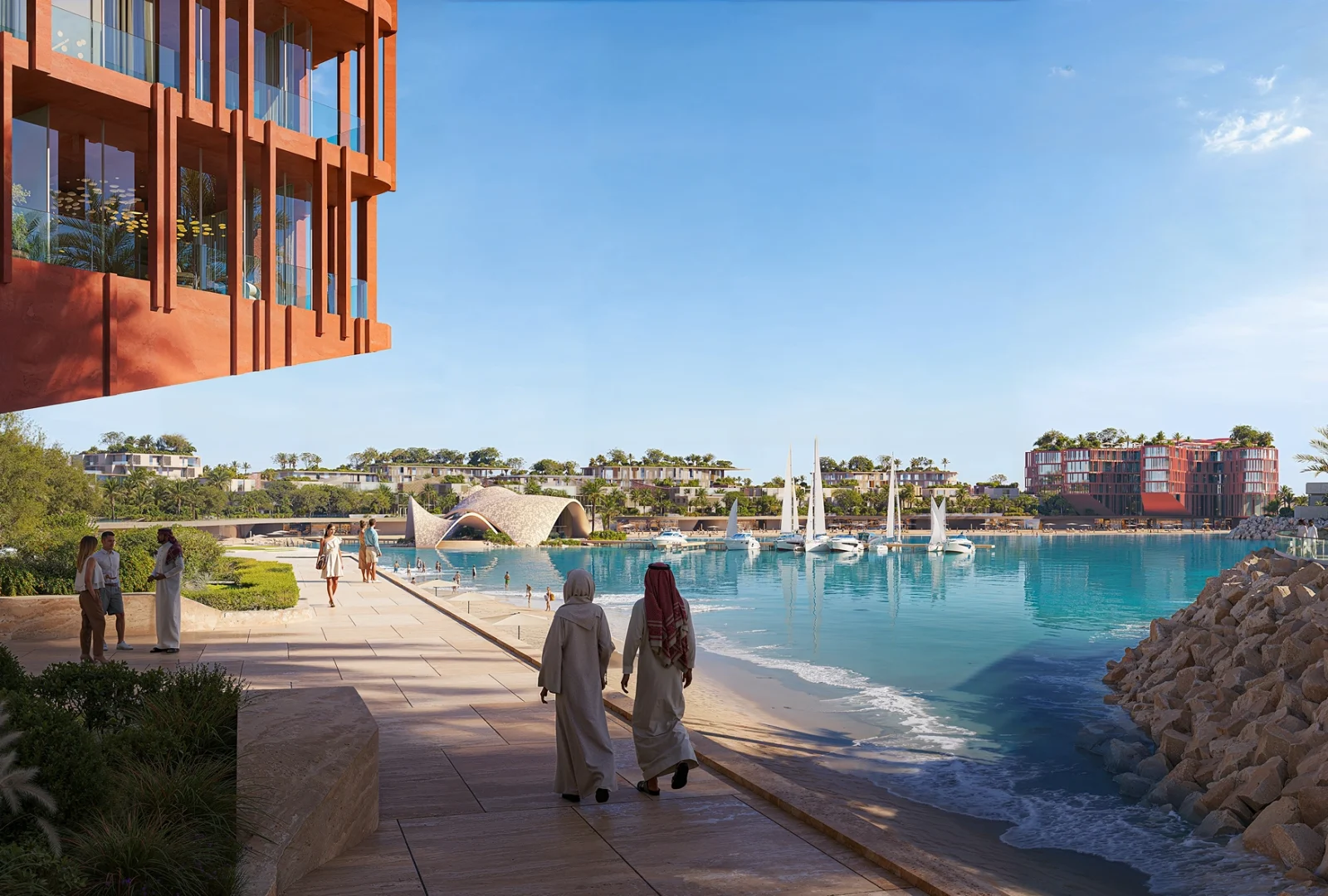 Villa clusters along the waterfront